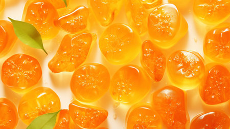 Sugary marmalade candies background. Sweet and tasty backdrop. Generative AI.の素材