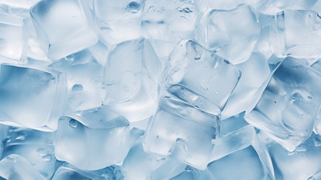 Ice cubes bluish background. Frozen water. Cold fresh concept. Generative AI.の素材