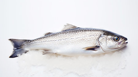 Fresh Horse Mackerel, trachurus on Ice. Seafood background. Generative AI.の素材