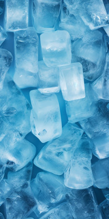 Ice cubes bluish background. Frozen water. Cold fresh concept. Generative AI.の素材