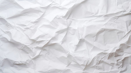 White crumpled paper texture. Blank background with creases. Generative AI.の素材