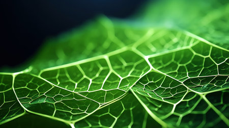 Fantasy plant cells microscopy. Green organic structures. Microlife concept. Generative AI.の素材