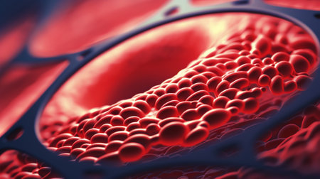 Microscopy of futuristic genetic engineered cell. Advanced biotechnology concept. Generative AI.の素材