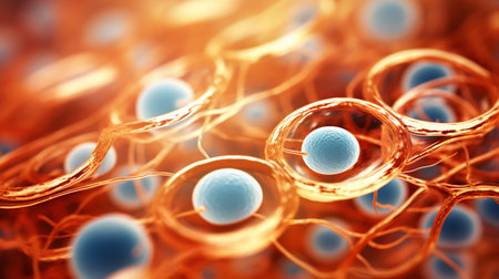 Beautiful electronic microscopy of bacteria, fungi fantasy microbiology. Microscopic life. Generative AI.の素材