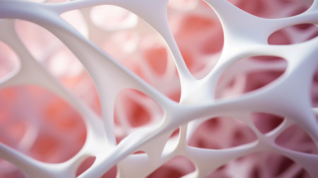 Organic cellular structure osteons matrix. Futuristic bio cement. Generative AI.の素材