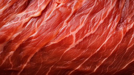 Close-up of fresh raw red beef meat steak structure. Food background. Generative AI.の素材