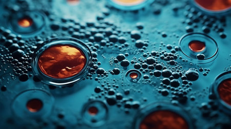 Beautiful electronic microscopy of bacteria, fungi fantasy microbiology. Microscopic life. Generative AI.の素材