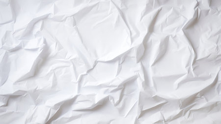 White crumpled paper texture. Blank background with creases. Generative AI.の素材