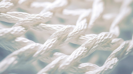 Macro close up of cloth fiber. Fabric micro structure. Dry cleaning and laundry concept. Generative AI.の素材