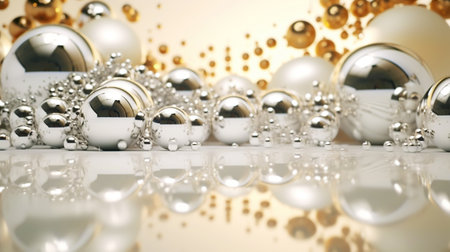 Modern shiny creative Christmas backdrop. Golden festive New Year background. Generative AI.の素材
