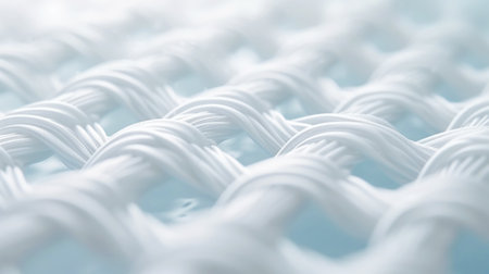 Macro close up of cloth fiber. Fabric micro structure. Dry cleaning and laundry concept. Generative AI.の素材