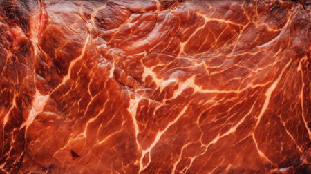 Close-up of fresh raw red beef meat steak structure. Food background. Generative AI.の素材