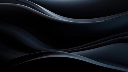 Abstract 3d wavy smooth background. Dark matte color palette. Aesthetic concept. Generative AI.の素材