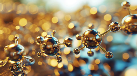 Scientific backdrop. Molecular structure at the atomic level. Light background. Medical technology concept. Generative AI.の素材