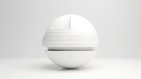 Minimalist background design with futuristic white sphere on light background. Generative AI.の素材