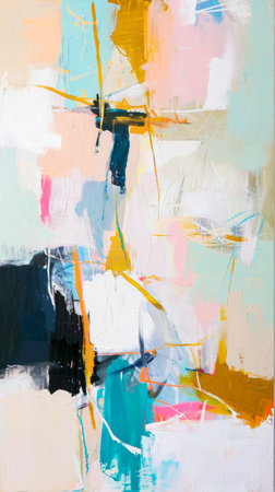 Background of abstract expressionist painting with rough expressive brush strokes. Contemporary art. Generative AI.の素材