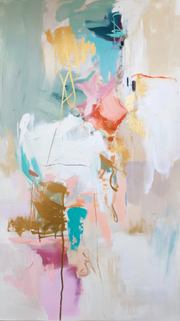 Background of abstract expressionist painting with rough expressive brush strokes. Contemporary art. Generative AI.の素材
