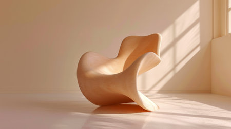 Ultra modern futuristic chair inspired by abstract shapes. Peach fizz colores. Contemporary art. Generative AI.の素材