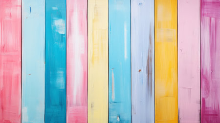 Pastel colourful painted wooden texture background. Light colour palette. Generative AI.の素材