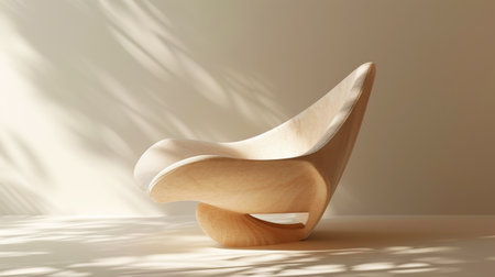 Ultra modern futuristic chair inspired by abstract shapes. Peach fizz colores. Contemporary art. Generative AI.の素材