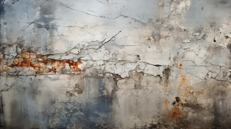 Cracked gray concrete texture closeup background. Rough old building wall. Generative AI.の素材