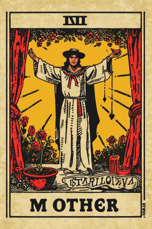 Tarot card design. Light beige colors. Astrology concept. Generative AI.の素材