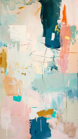 Background of abstract expressionist painting with rough expressive brush strokes. Contemporary art. Generative AI.の素材