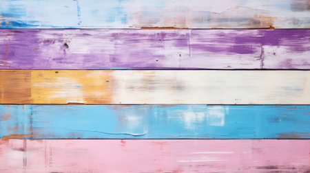 Pastel colorful painted wooden texture background. Light color palette. Generative AI.の素材