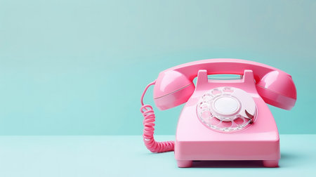 Vintage classic rotary dial phone. Pastel color palette. Retro concept. Generative AI.の素材