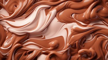 Texture of chocolate mixed with white cream. Elegant sweet background. Generative AI.の素材