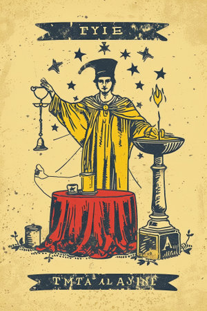 Tarot card design. Light beige colors. Astrology concept. Generative AI.の素材