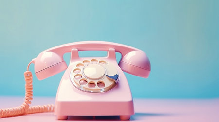 Vintage classic rotary dial phone. Pastel color palette. Retro concept. Generative AI.の素材
