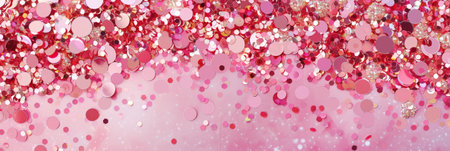 Girlish pink colored glitter sparkling confetti background. Trendy invitation card background. Generative AIの素材