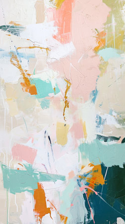 Background of abstract expressionist painting with rough expressive brush strokes. Contemporary art. Generative AI.の素材