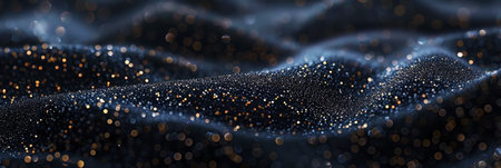 Elegant black glitter sparkling confetti background. Trendy invitation card background. Generative AI.の素材