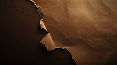 Aesthetically torn dark beige paper. Vintage style. Announcement concept. Elegant background. Generative AI.の素材