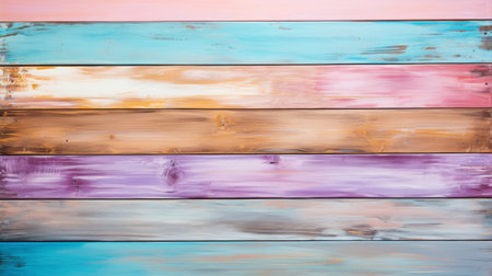 Pastel colorful painted wooden texture background. Light color palette. Generative AI.の素材