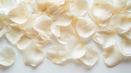 Delicate white rose petals. Aesthetic background for special events. Romantic concept. Generative AI.の素材