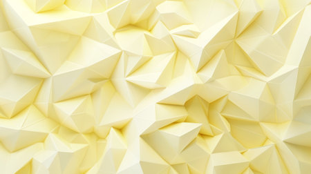 Aesthetic geometric ice crystal shapes 3D background, light yellow color. Technology presentation template. Generative AI.の素材