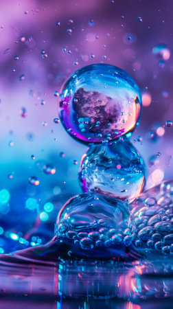 Trendy creative advertising for social media for digital agency, in blue and purple colours. Generative AI.の素材