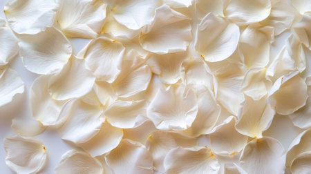 Delicate white rose petals. Aesthetic background for special events. Romantic concept. Generative AI.の素材