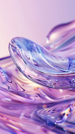 Aesthetic flowing lines and technological space. Fiber optic flow. Digital waves. Light pastel background. Generative AI.の素材