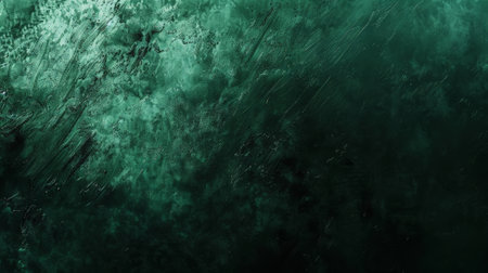 Wallpaper or web banner background, grunge gradient from green to black, grainy texture effect. Generative AI.の素材