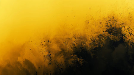 Wallpaper or web banner background, grunge gradient from yellow to black, grainy texture effect. Generative AI.の素材
