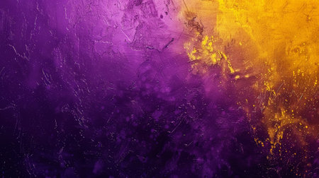 Wallpaper or web banner background, grunge gradient from yellow to violet, grainy texture effect. Generative AI.の素材