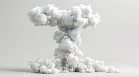 Capital letter T made of clouds or soft cotton. Fluffy airy style. Scrapbook activity. Generative AI.の素材