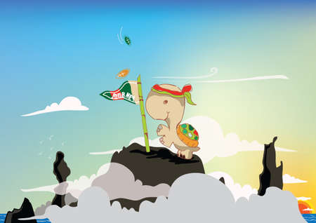 Journey with Turtleのイラスト素材