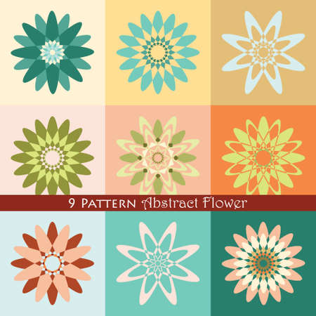 9 pattern abstract flowerのイラスト素材