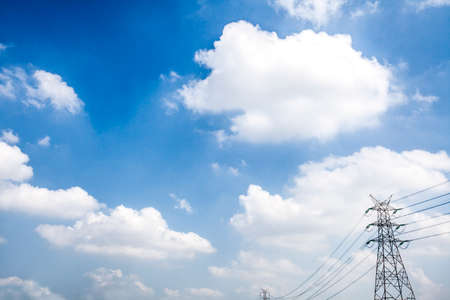 sky with electrical towerの写真素材