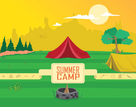 Summer Camp Clipart Vectorのイラスト素材